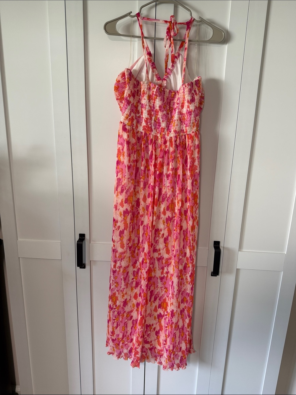 Pink Floral Halter Maxi Dress - Picture 2 of 3